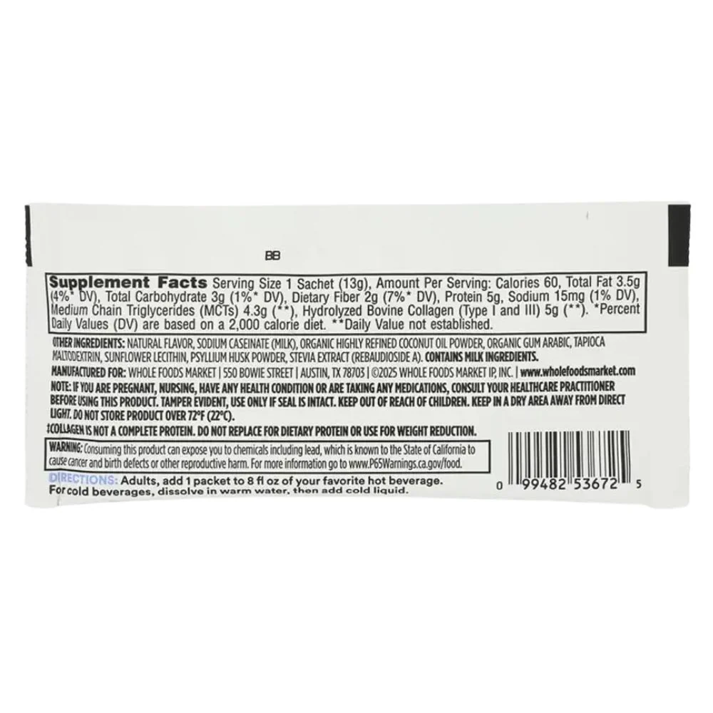 365 Whole Foods Market Organic Powdered Collagen Creamer Vanilla 14 Und - Image 3