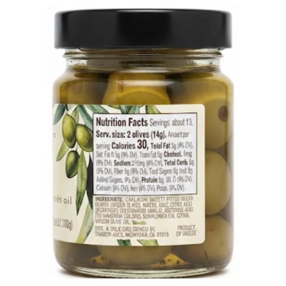 Trader Joeʹs Aceitunas Grilled Pitted Chalkidiki Variety Green Olives 330g - Image 2