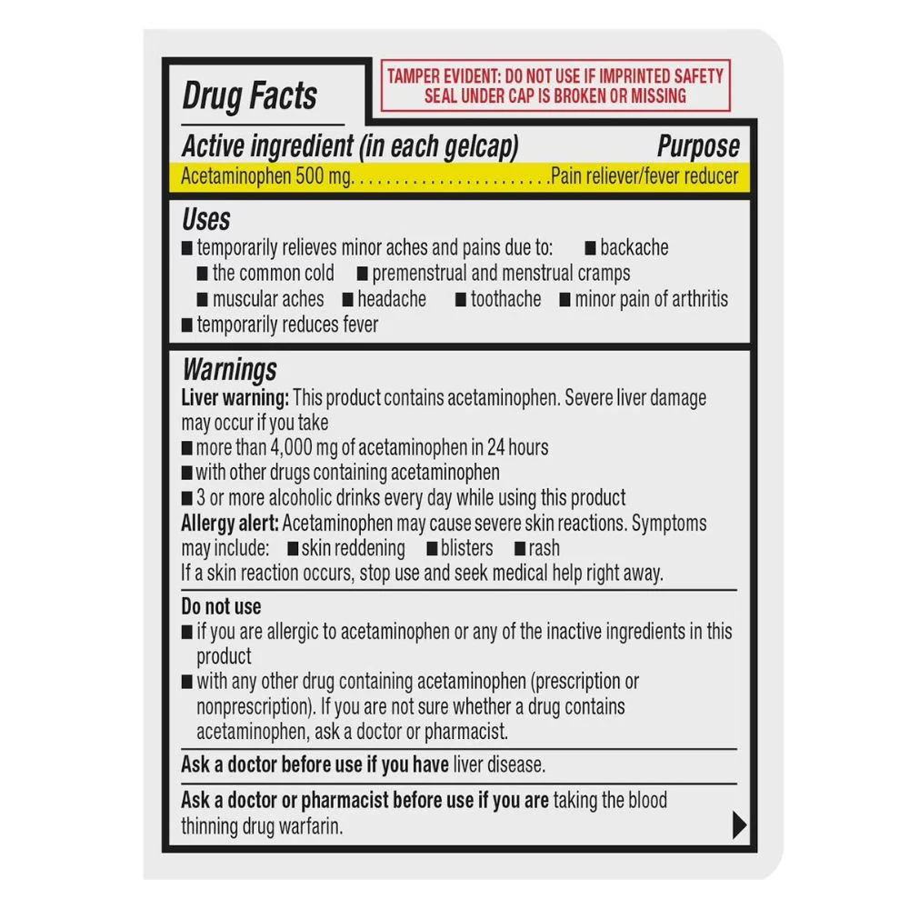 Acetaminophen 500mg Members Mark Rapid Release 400 capsulas - Image 2