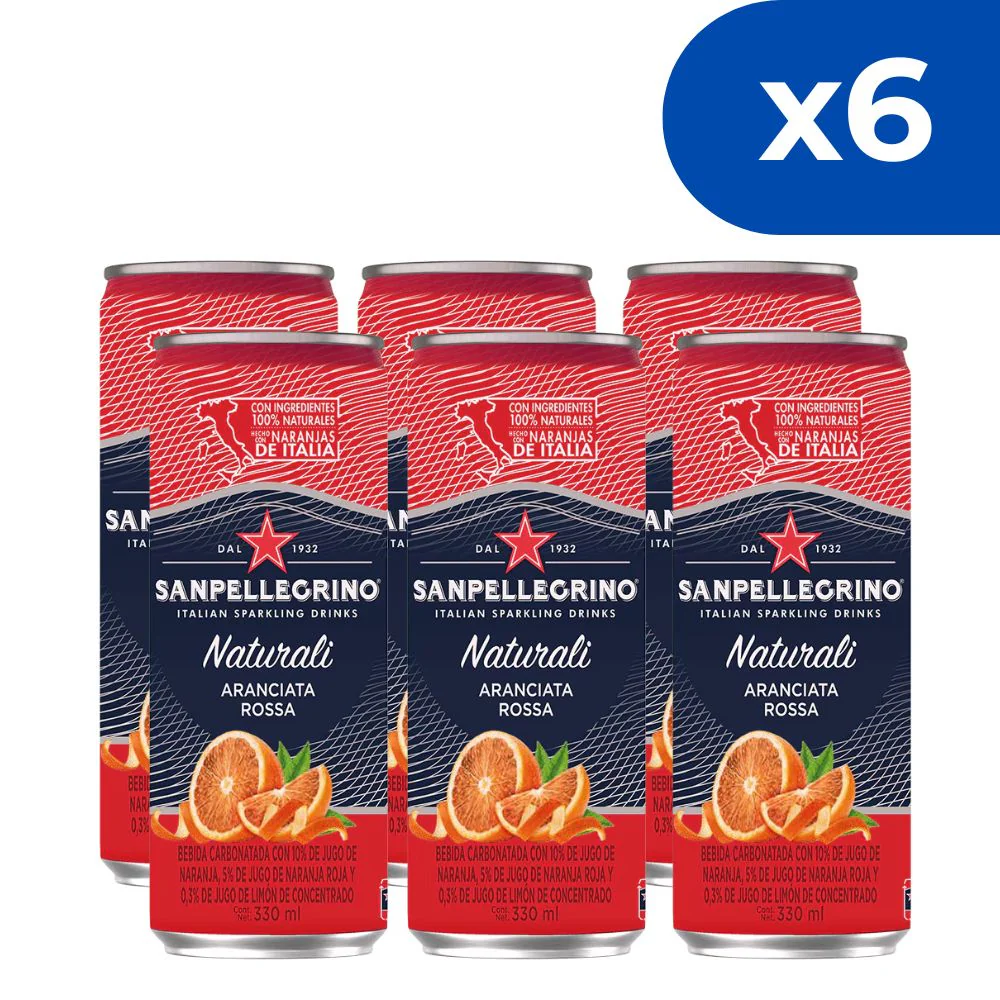 Agua Sparkling San Pellegrino Aranciata Rossa 330ml 6 Und