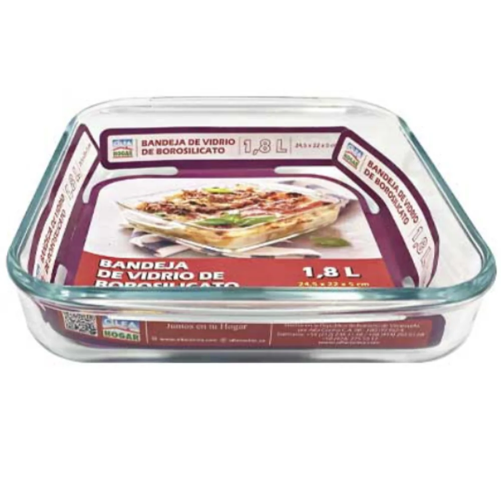 Alfa Hogar Refractario De Vidrio Borosilicato Cuadrado 1.8Lt