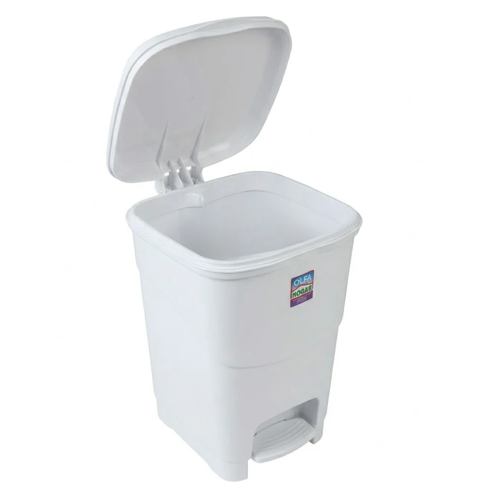 Alfa Hogar Papelera Pedal Bin Cuadrada Color Blanco 9Lt. - Image 2