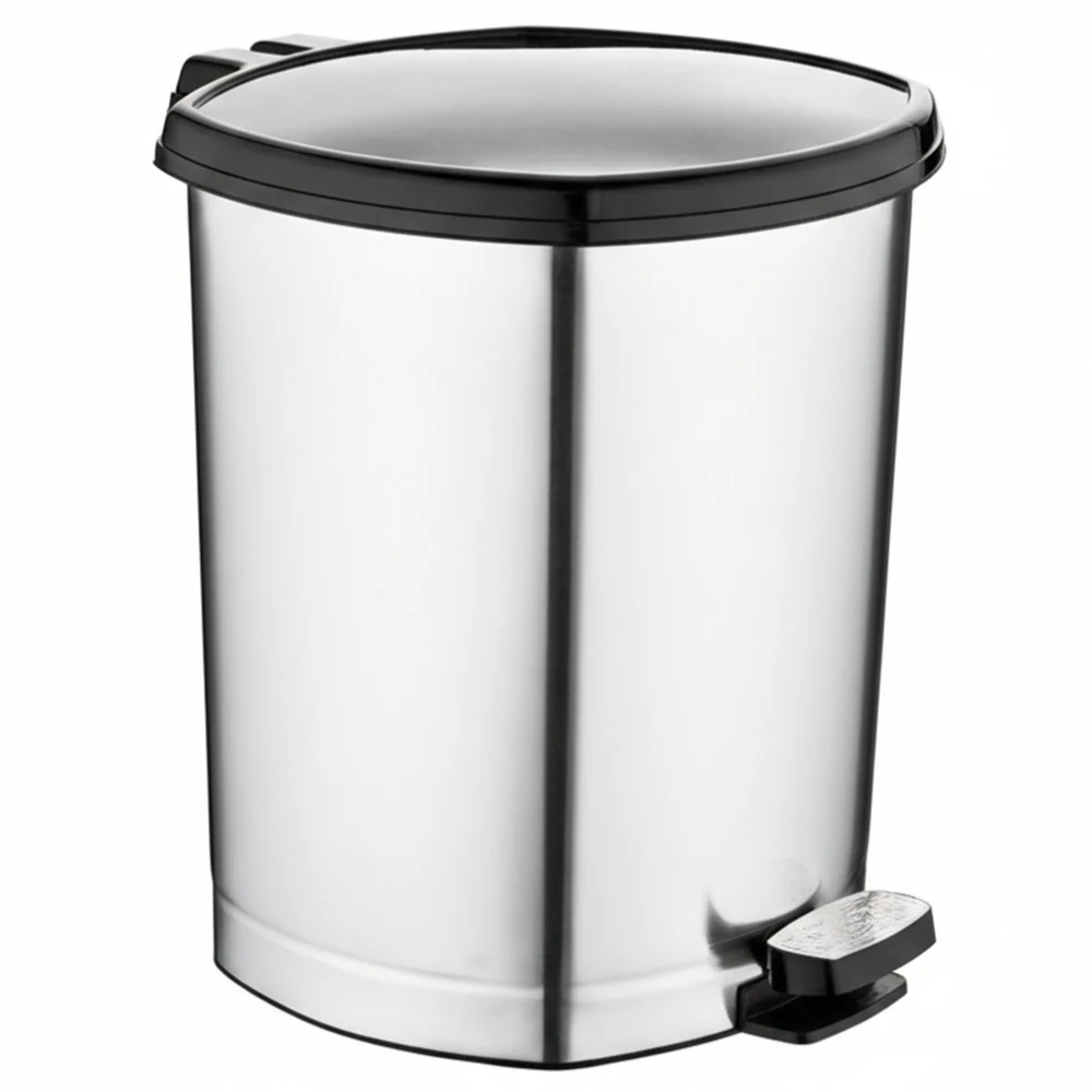 Alfa Hogar Papelera Pedal Bin Plástica Look Metal 11Lt