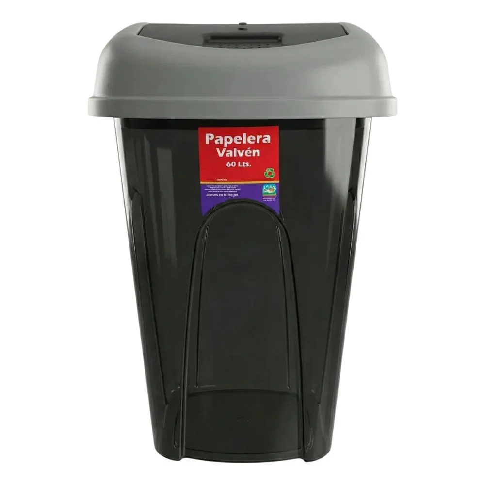 Alfa Hogar Papelera Vaiven Color Negro 60Lt.