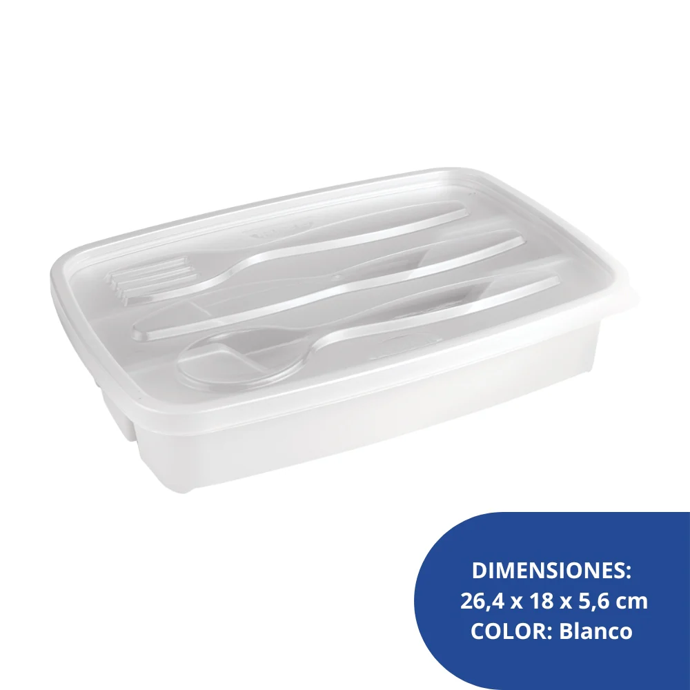 Alfa Hogar Cubiertera Con Tapa 3 Divisiones Color Blanco - Image 2