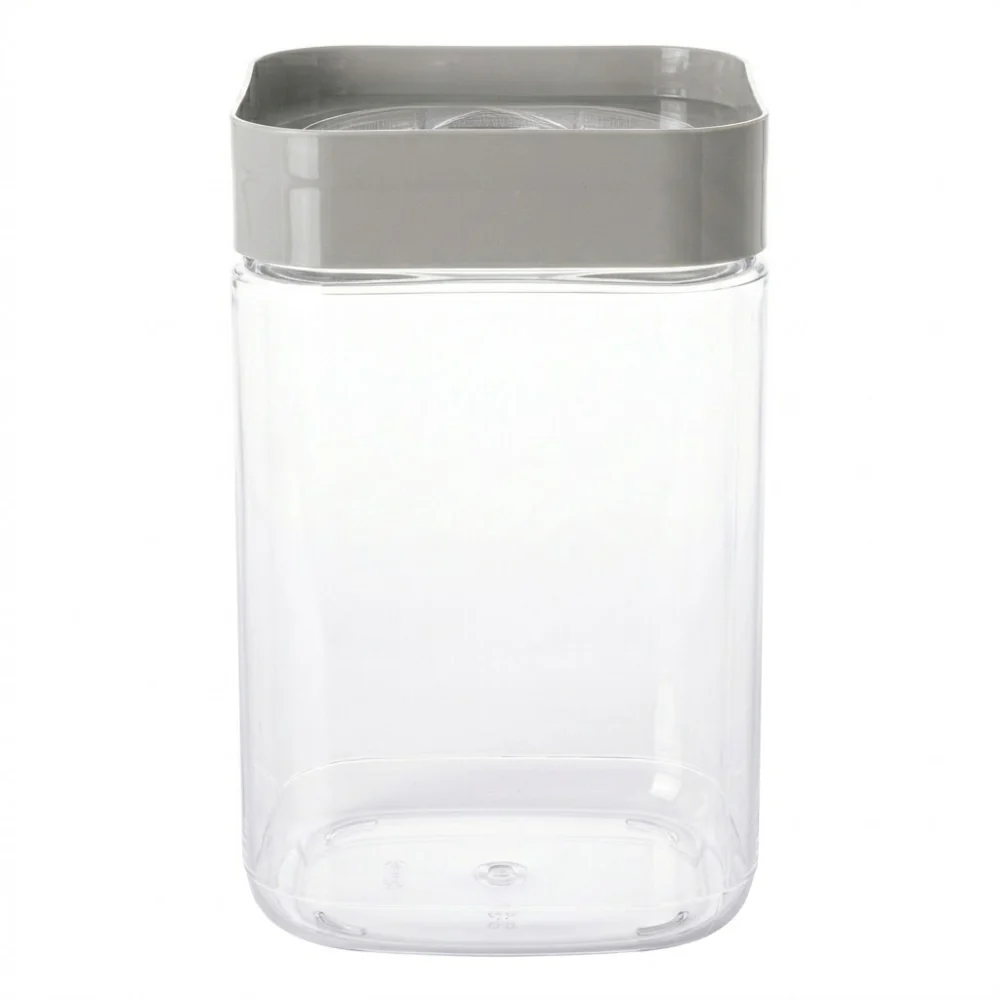 Alfa Hogar Recipiente Hermético Cuadrado con Tapa Color Gris 2L