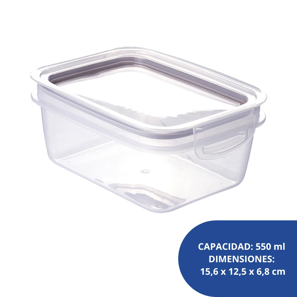 Alfa Hogar Conservador de Alimentos Rectangular con Tapa Gris 550ml - Image 3