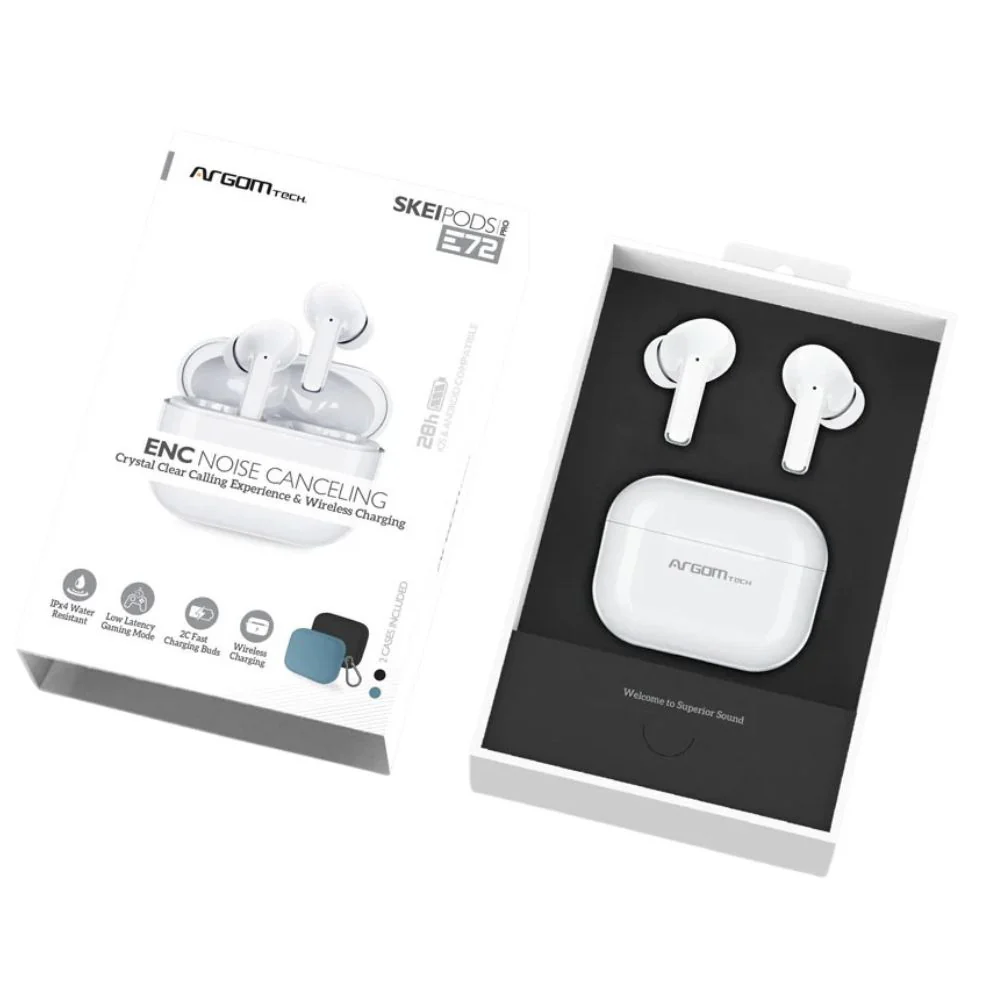 Argom Tech Audifonos Inalambricos Skei Pods E72 Doble Case Negro-Azul - Image 2