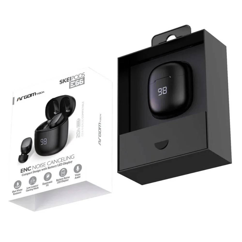 Argom Tech Audífonos Inalámbricos Stereo  Skei Pods E66 Negro - Image 2