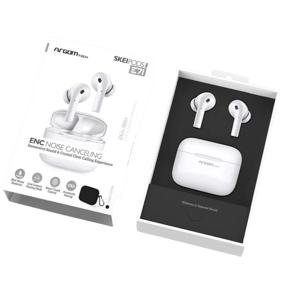 Argom Tech Audífonos Inalámbricos Stereo Skei Pods E71 Case Negro
