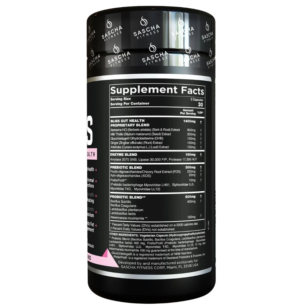 Bliss by Sascha Fitness Salud Intestinal y Digestiva 90 Capsulas - Image 3