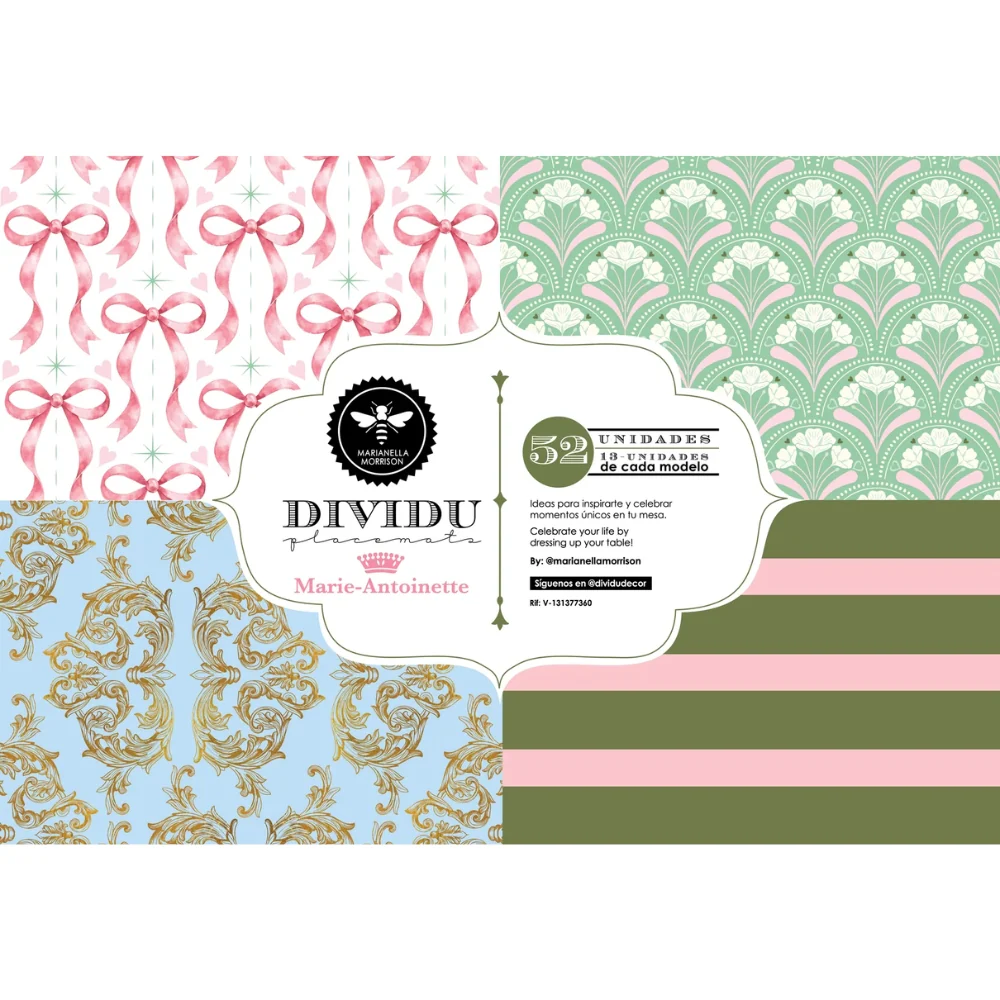 Block de 52 Individuales Marianella Morrison de Papel Dividu Marie Antoinette