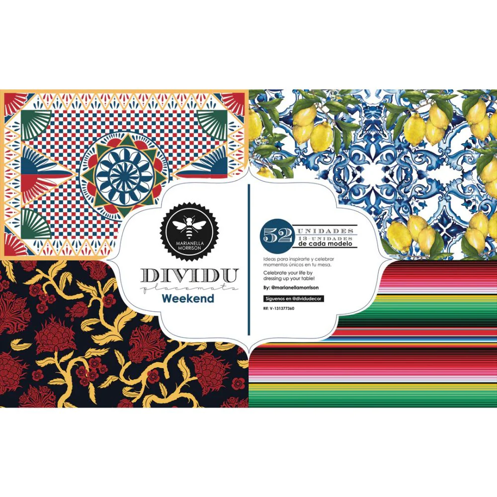Block de 52 Individuales Marianella Morrison de Papel Dividu Weekend