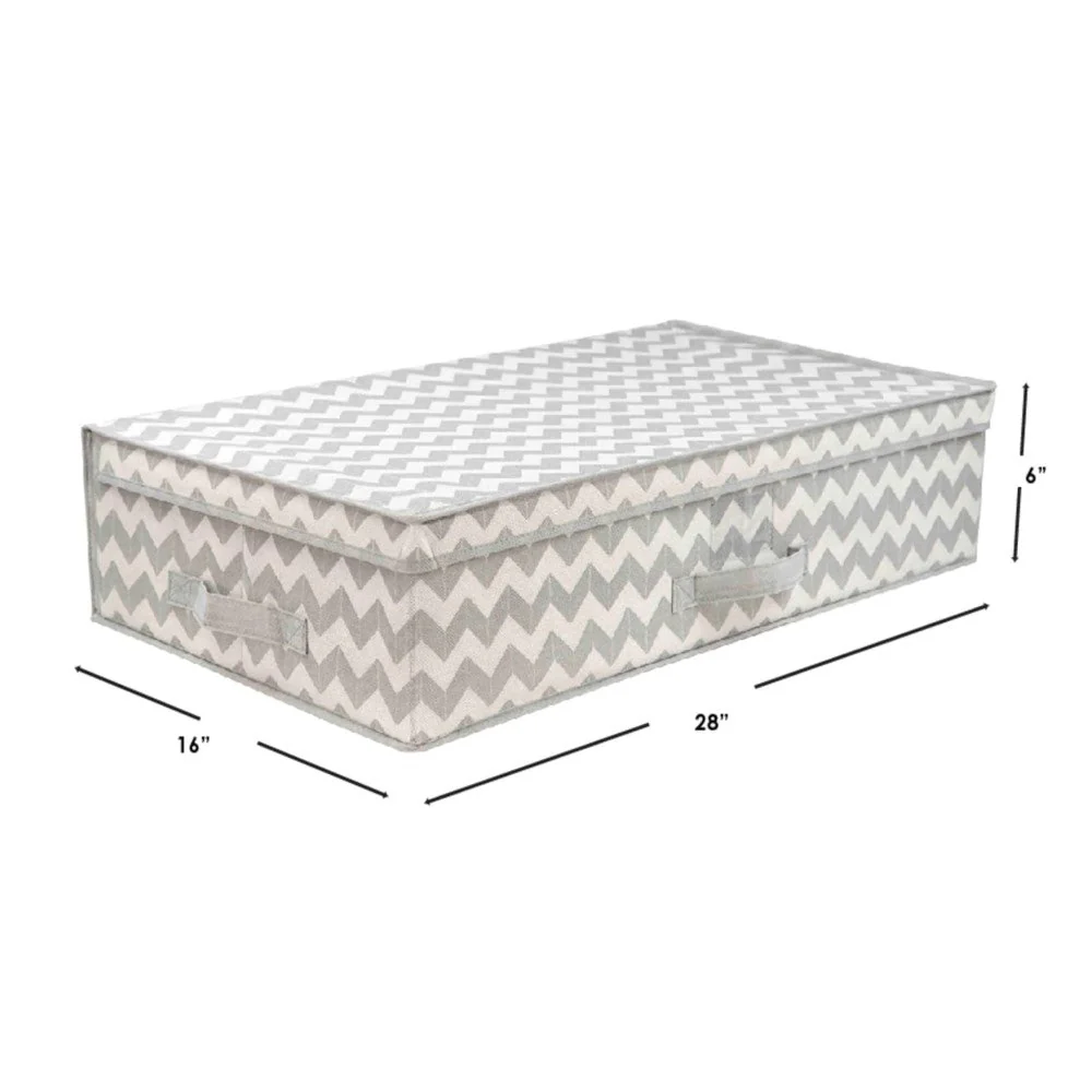 Caja de Tela De Almacenamiento Debajo De La Cama Con Tapa Chevron Color Gris Home Basics - Image 3