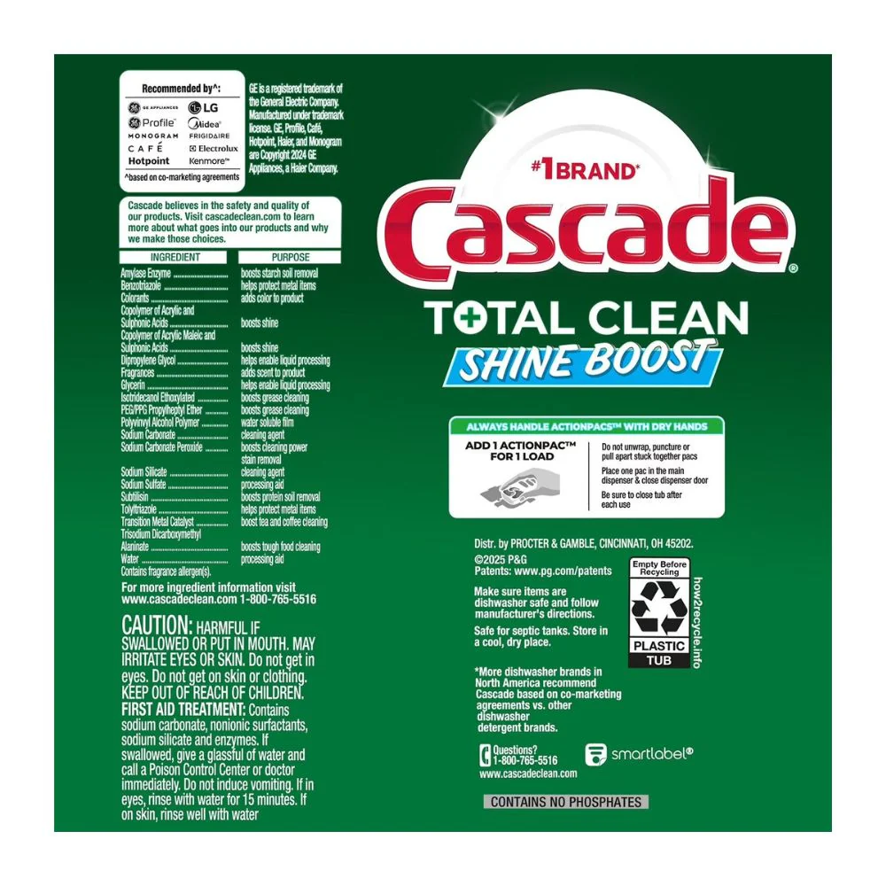Cascade Total Clean Shine Boost Fresh Scent Para Lavavajillas  1.35kg - Image 2