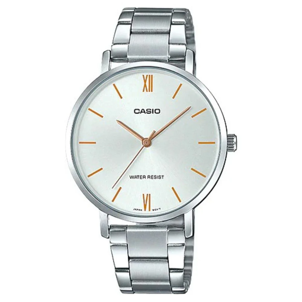 Casio Reloj Casual Correa De Acero Inoxidable Para Dama Silver