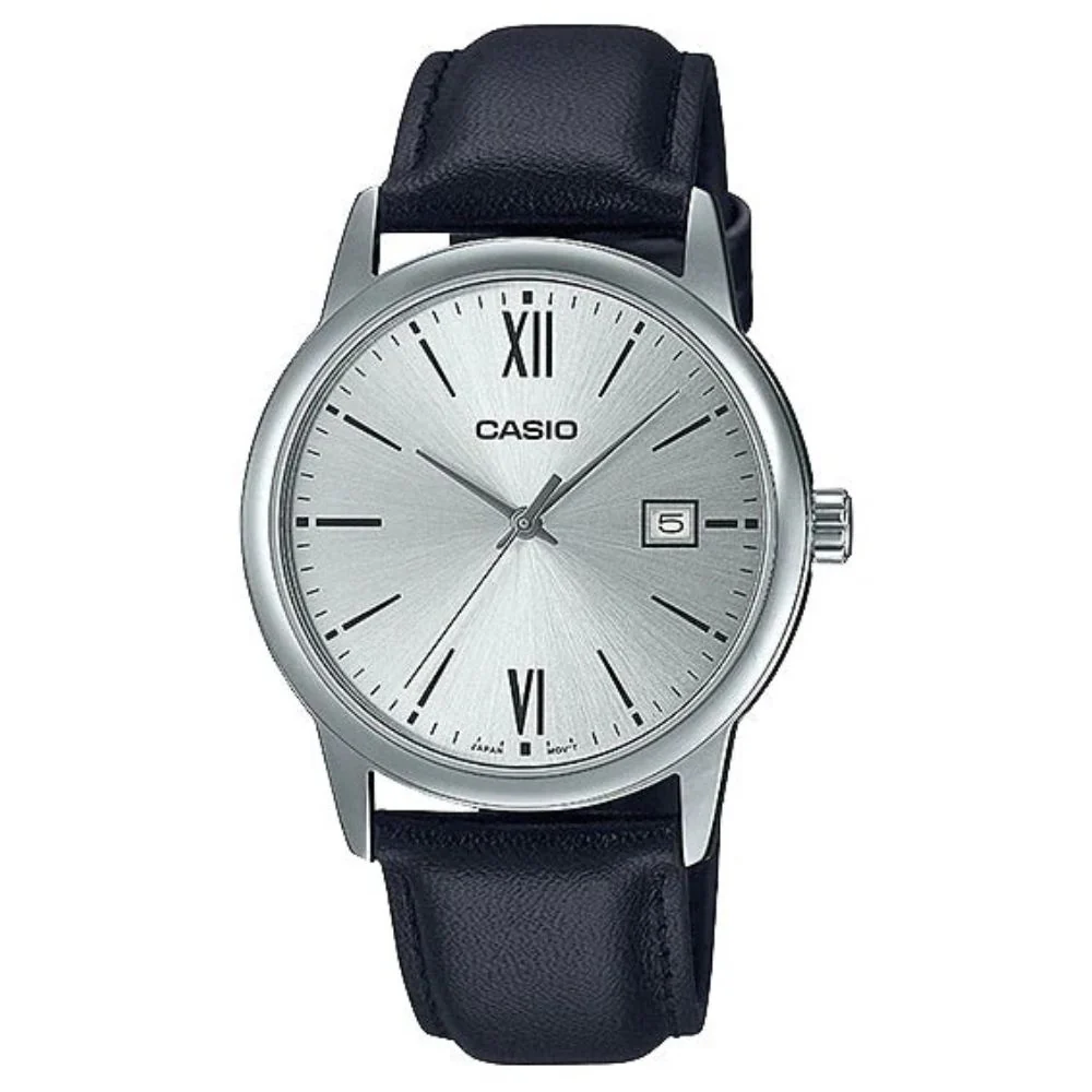 Casio Reloj Casual Correa De Cuero Para Caballero Black
