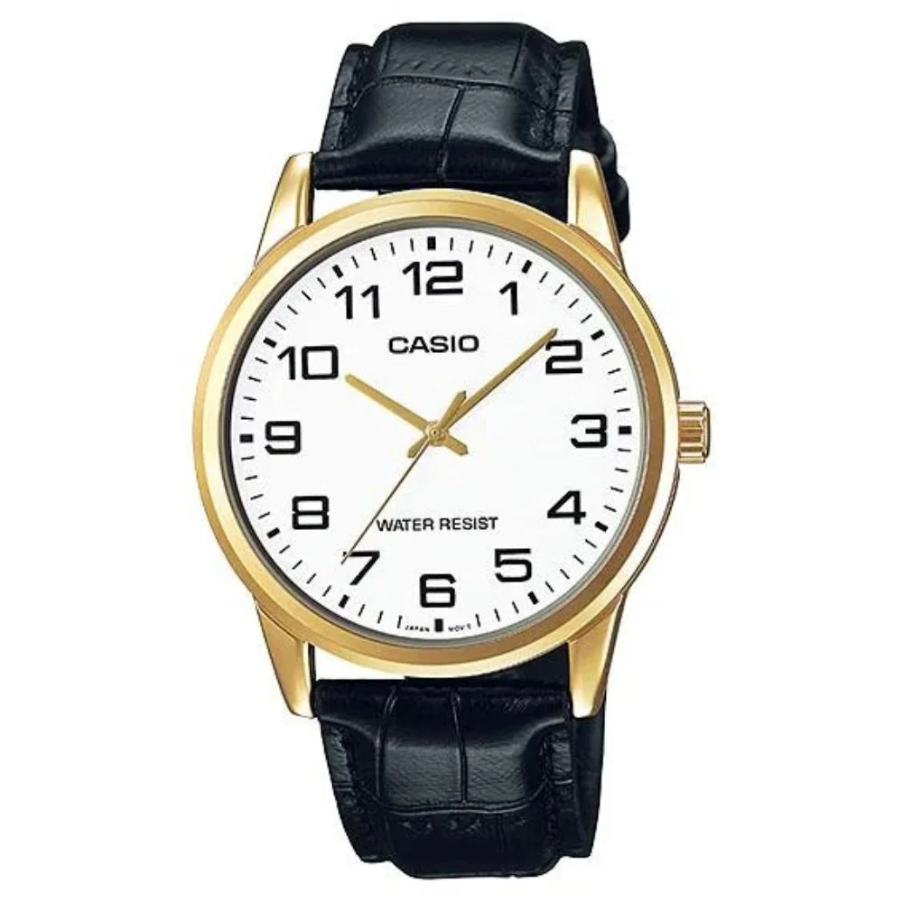 Casio Reloj Casual Correa De Cuero Para Caballero Black
