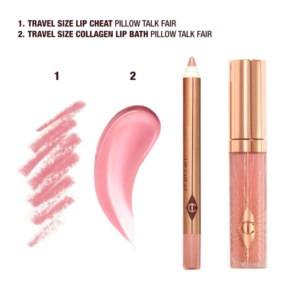 Charlotte Tilbury Pillow Talk Fair Glossy Lip Kit Mini Pillow Lip Cheat + Mini Collagen Lip Bath - Image 3