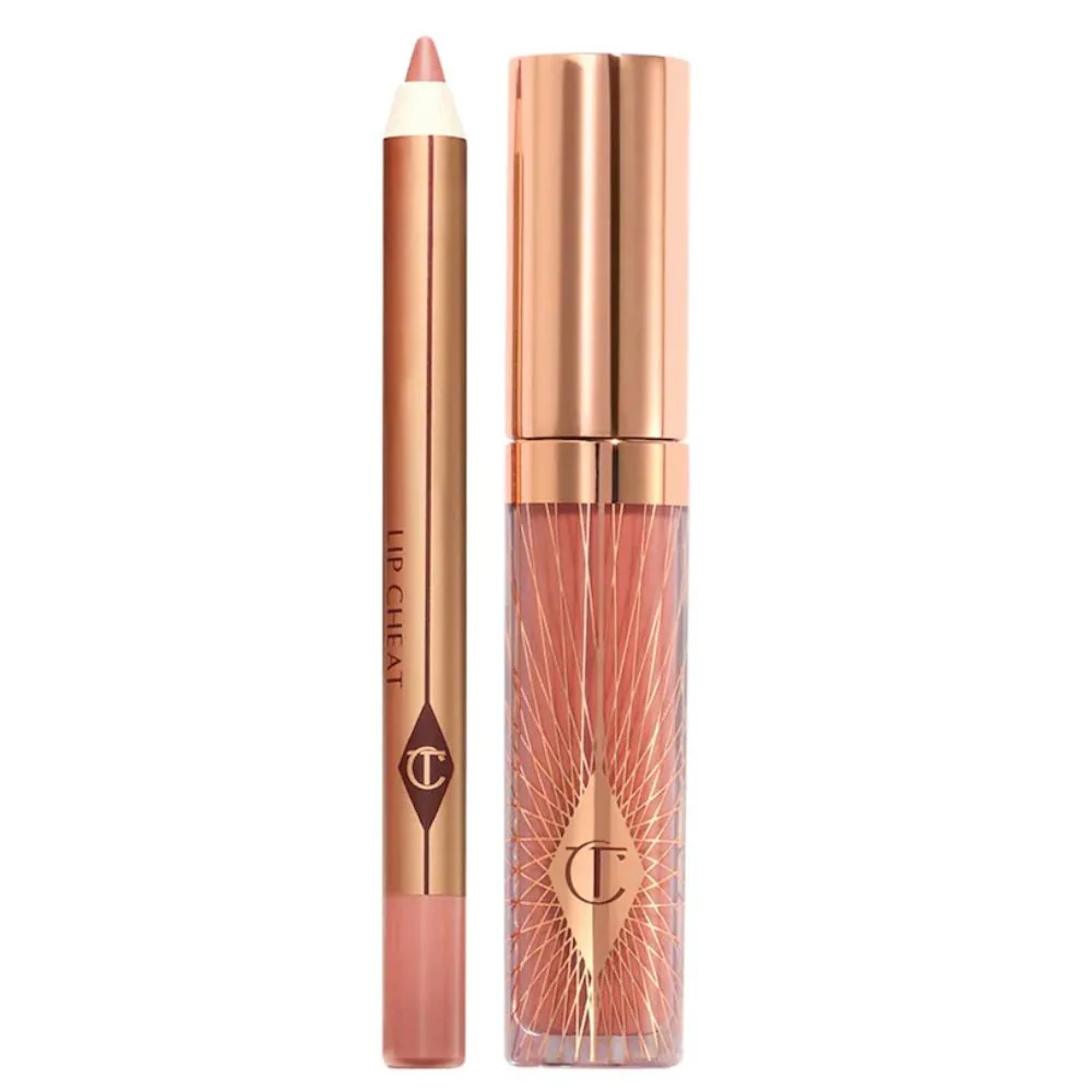 Charlotte Tilbury Pillow Talk Original Glossy Lip Kit Mini Pillow Lip Cheat + Mini Collagen Lip Bath