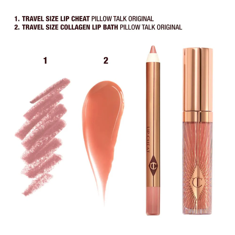Charlotte Tilbury Pillow Talk Original Glossy Lip Kit Mini Pillow Lip Cheat + Mini Collagen Lip Bath - Image 3