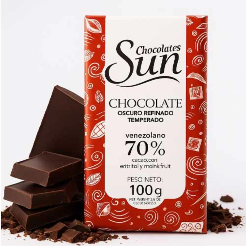 Chocolate Sun Oscuro con Eritritol y Monkfruit 100gr - Image 2