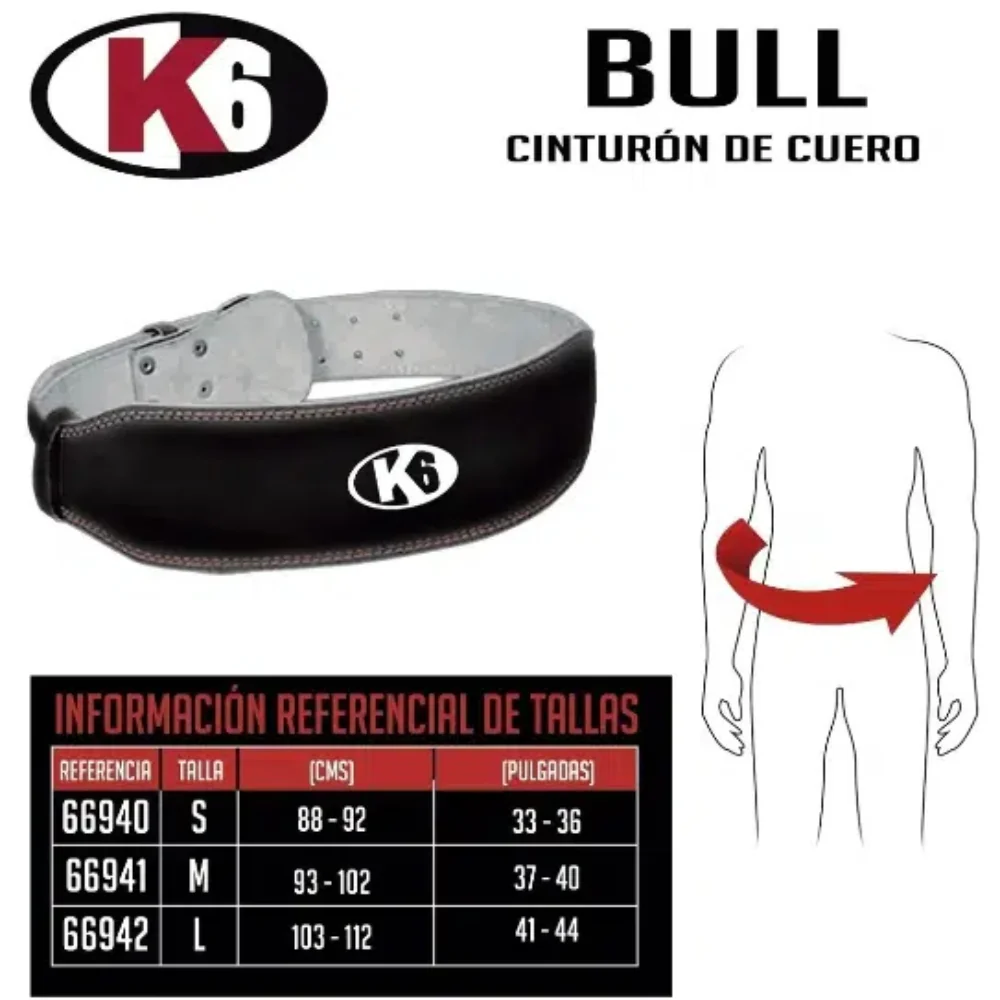 Cinturón Para Levantamiento De Pesas K6 Bull Black - Image 4