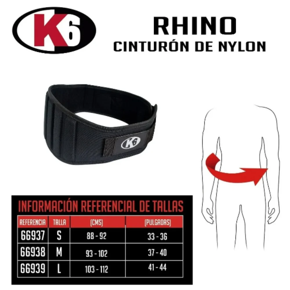 Cinturón Para Levantamiento De Pesas K6 Rhino Black - Image 7