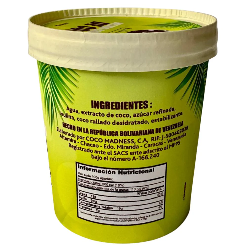 Coco Madness Helado Cremoso de Coco Bajo en Azucar Envase 700ml - Image 4