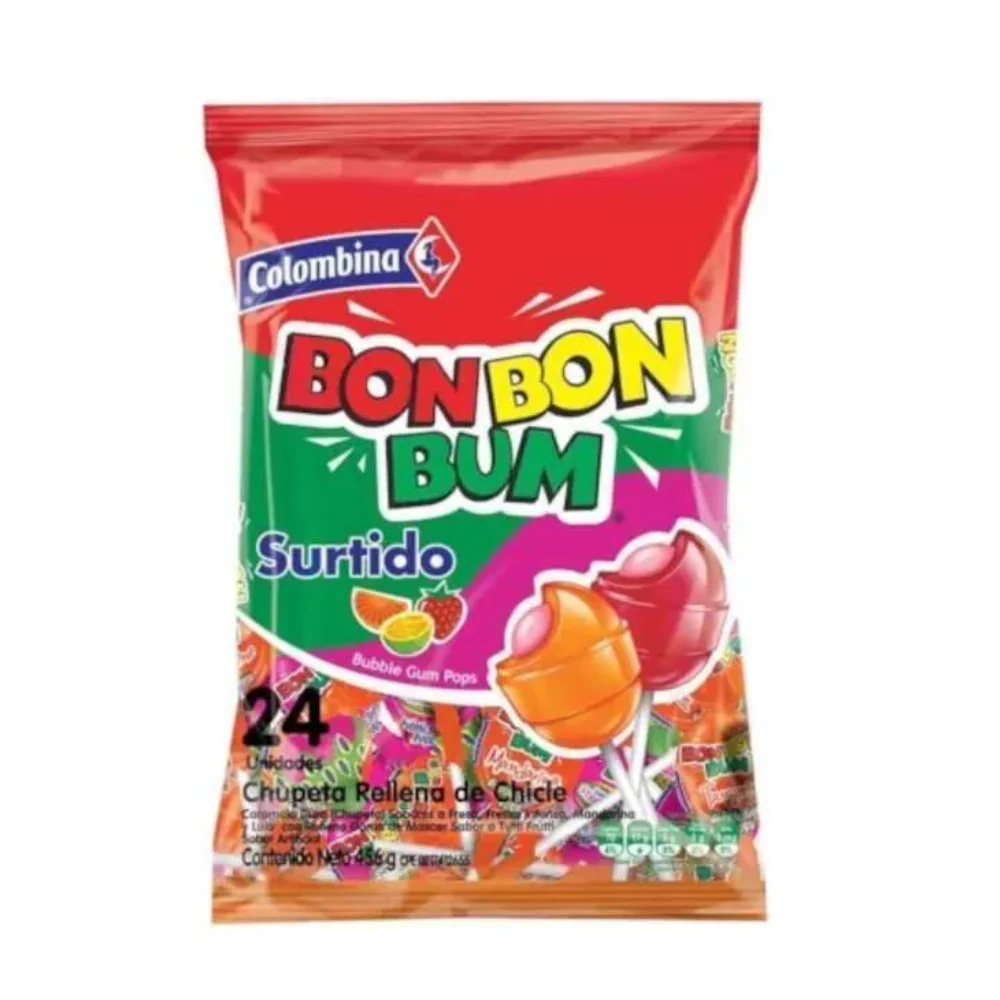 Bon Bon Bum 24 Chupetas Surtidas 456gr