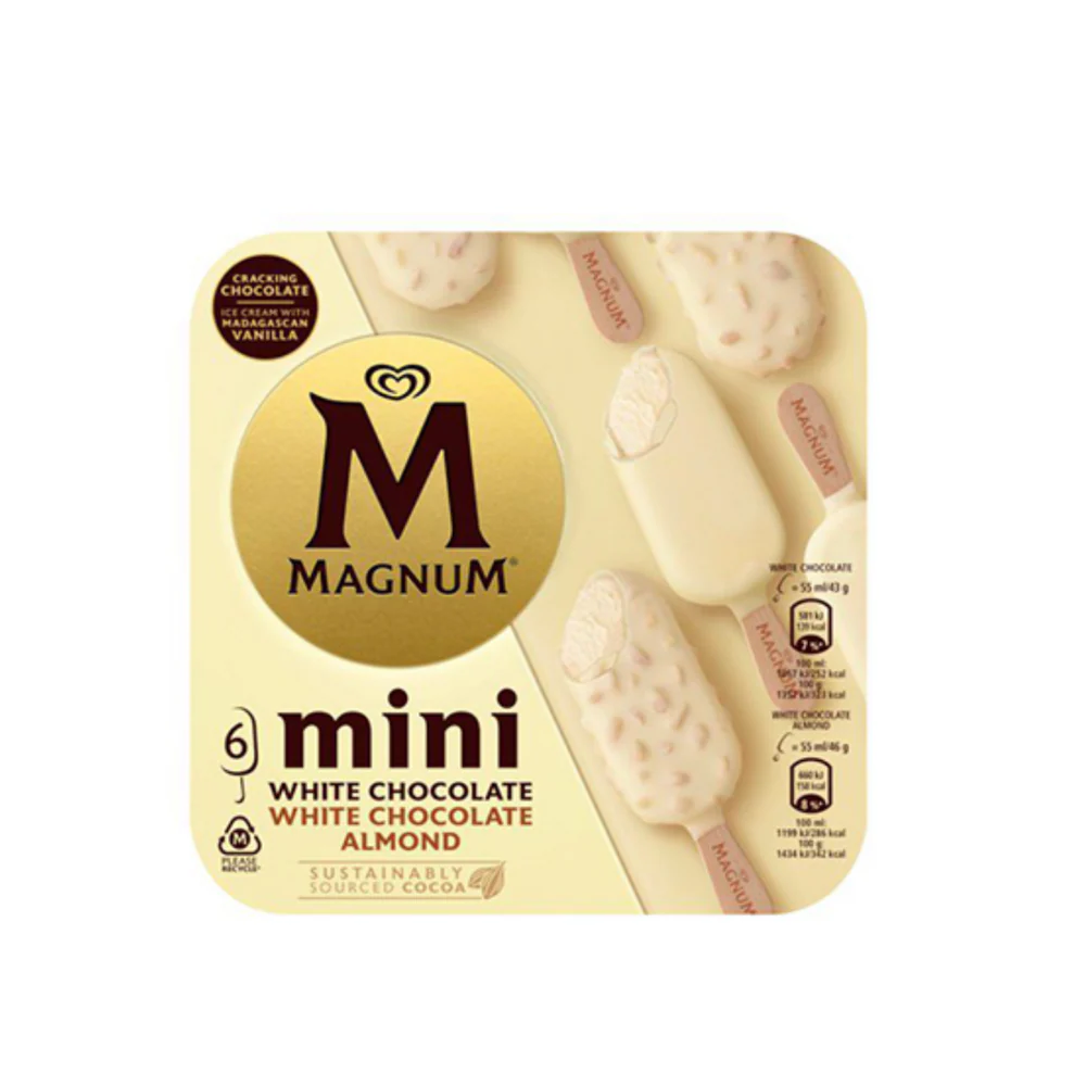 Helados  Magnum 6 Pack Mini White Chocolate Almond