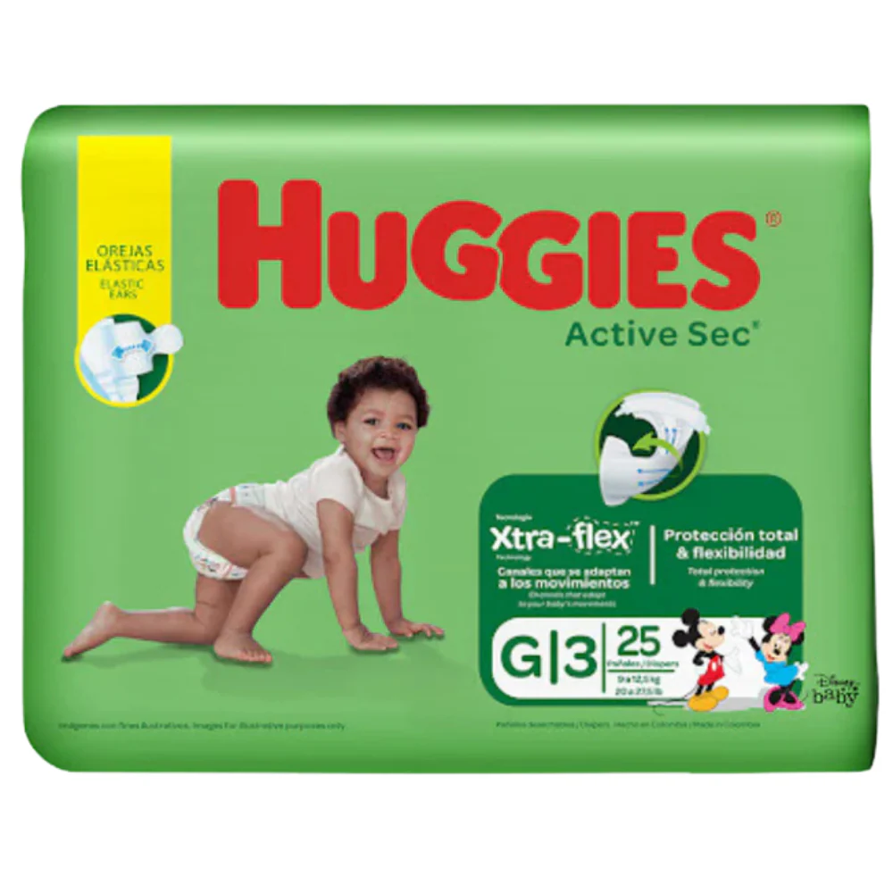 Pañales Huggies Active Sec Talla G 25 und - Image 2