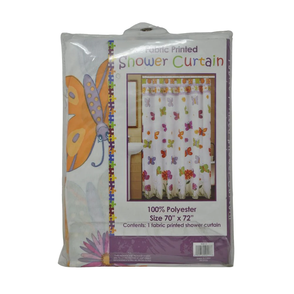 Cortina Para Ducha Printed Fabric Shower Curtain  70" x 72" Diseño Mariposas