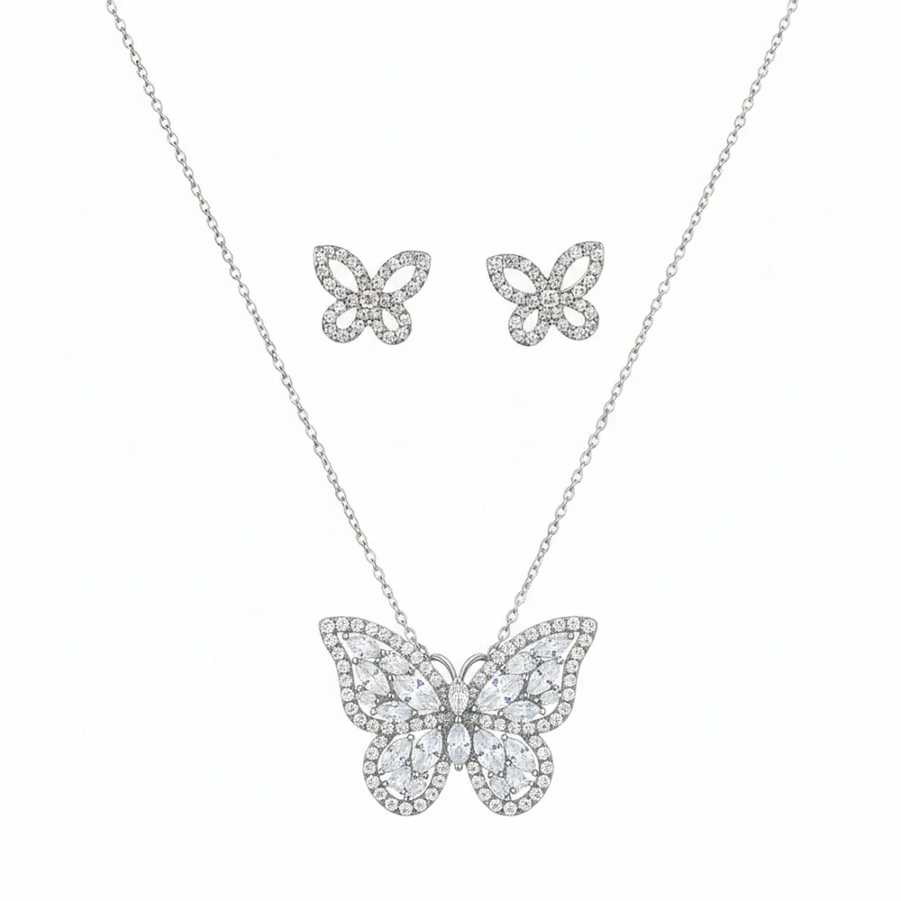Danecraft Set De Collar y Zarcillos Mariposa Cubic Zirconia - Image 2