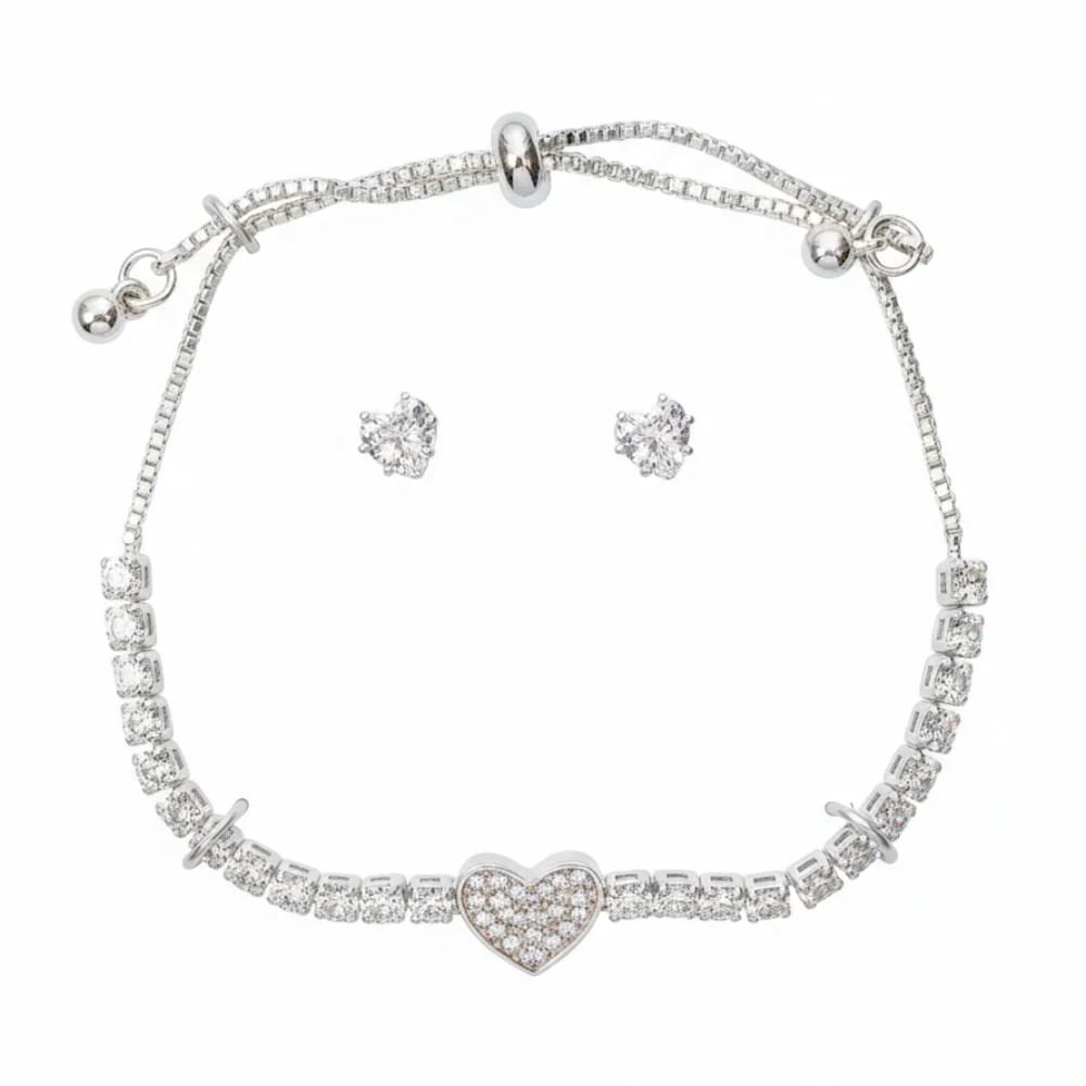 Danecraft Set De Pulsera Y Zarcillos Corazon Cubic Zirconia - Image 2