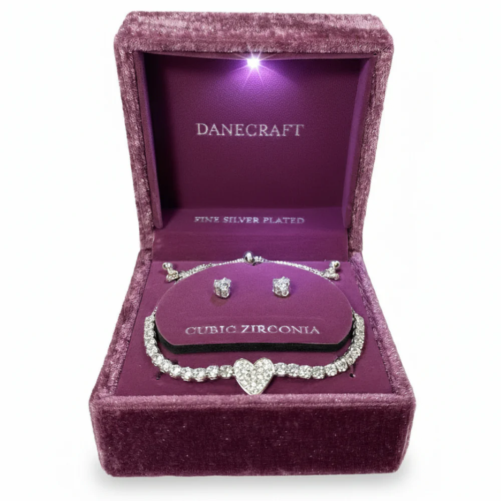 Danecraft Set De Pulsera Y Zarcillos Corazon Cubic Zirconia - Image 4