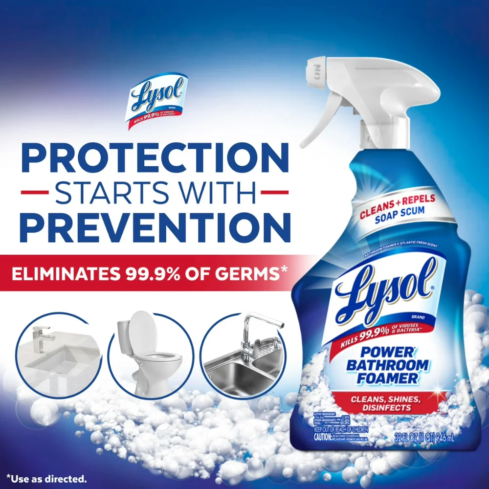 Lysol Power Bathoroom Foamer Cleans Shines Desinfects 946ml - Image 2