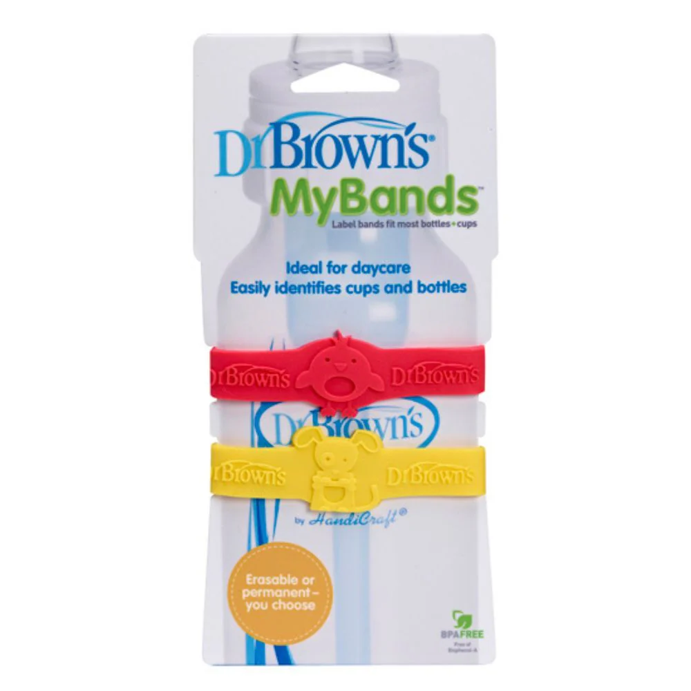 Dr.Browns Bandas De Silicona Para Identificar Biberones Rosado-Amarillo 2Und