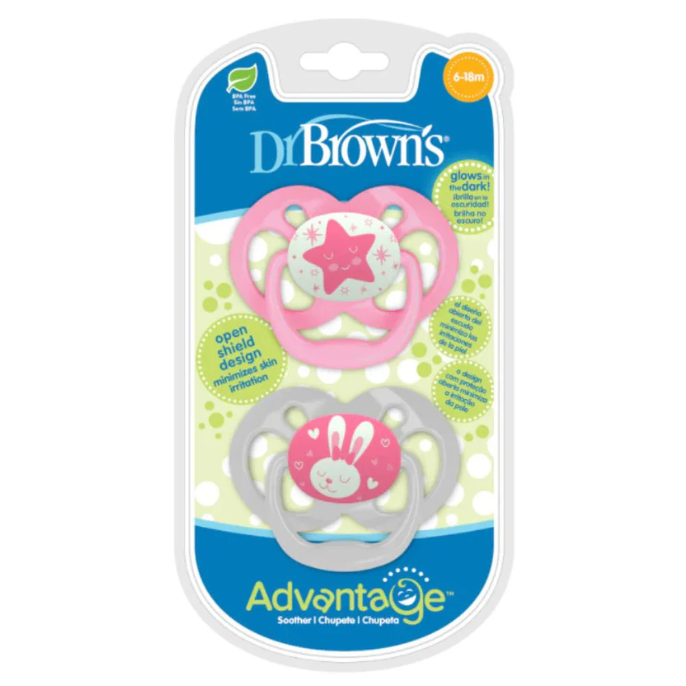 Dr.Browns Duo De Chupones Advantage Brilla en la Oscuridad 6-18m