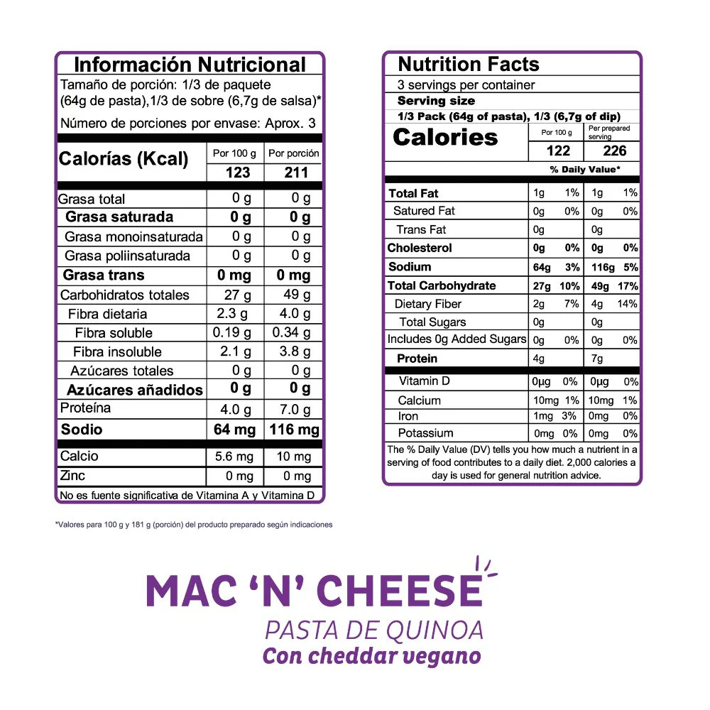 El Dorado Pasta Mac 'N' Cheese de Quinoa Con Cheddar Vegano 200 gr - Image 2