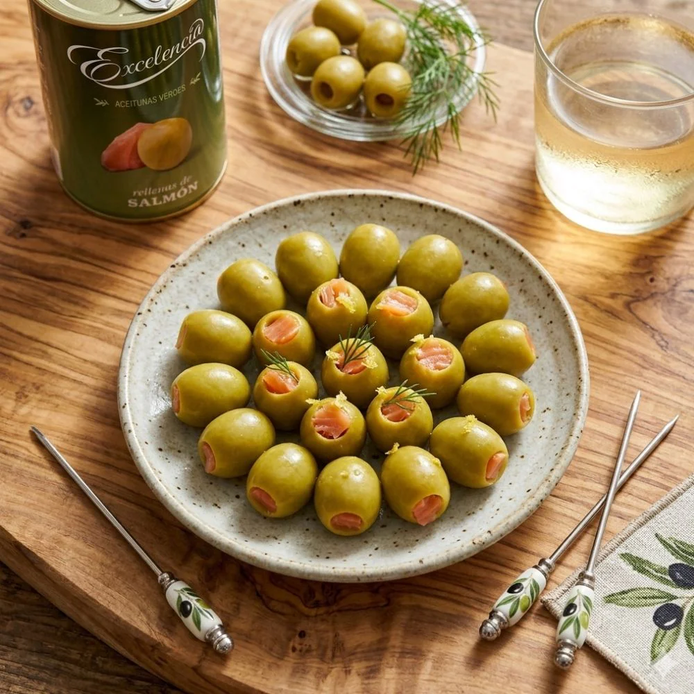 Excelencia Aceitunas Verdes Rellenas De Salmón Envase Lata 300gr - Image 2