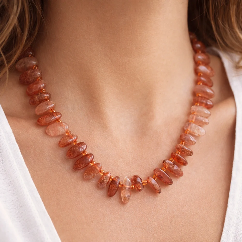 H&Co Collar Chispa Agata y Cuarzo Dusty Rose