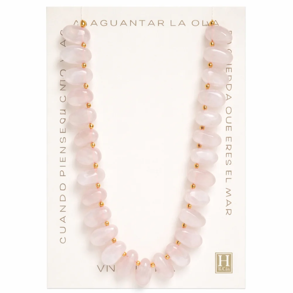 H&Co Collar Chispa Agata y Cuarzo Light Pink - Image 2