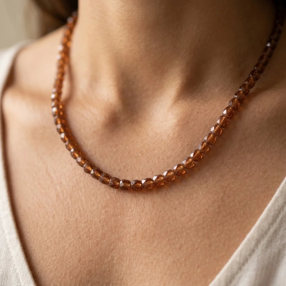 H&Co Collar Cubos de Agata y Cuarzo Brown