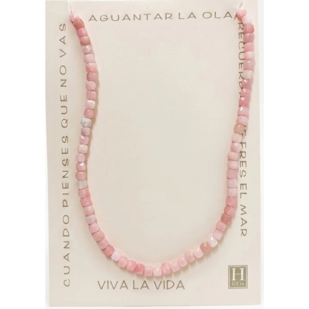 H&Co Collar Cubos de Agata y Cuarzo Light Pink - Image 2