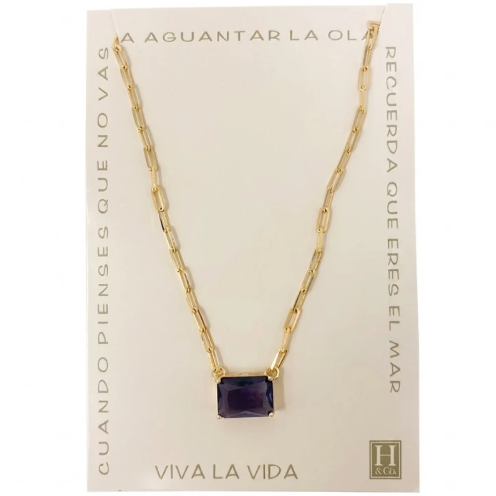 H&Co Collar de Cadena con Dije Brillante Purple - Image 2