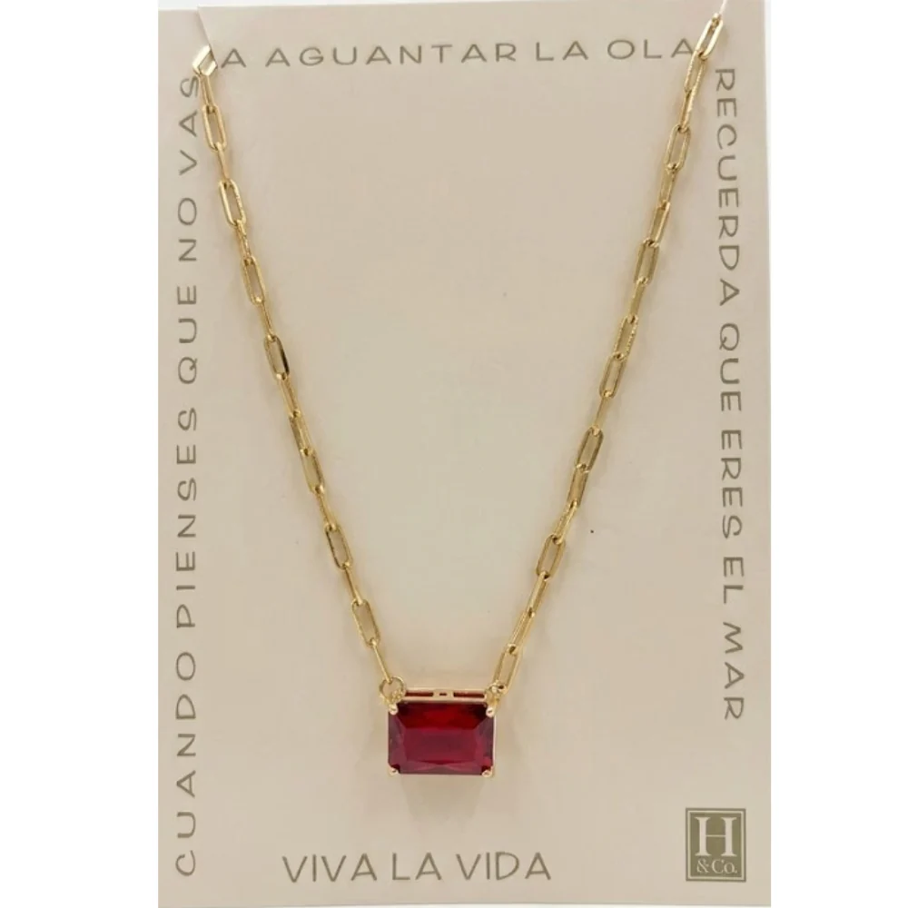 H&Co Collar de Cadena con Dije Brillante Red - Image 2
