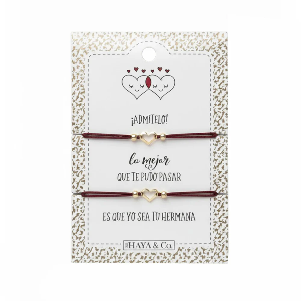 H&Co Duo De Pulseras Para Damas Color Vinotinto Con Dije Corazon - Image 2
