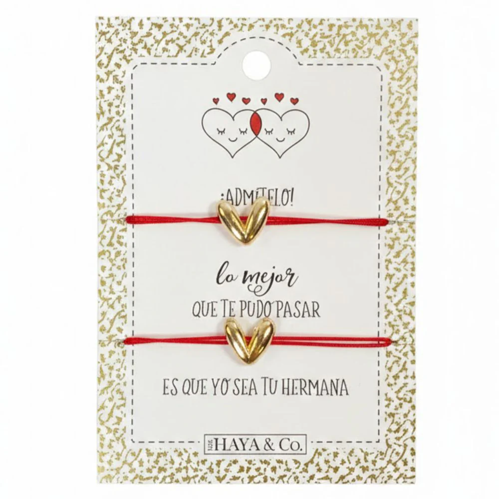 H&Co Duo De Pulseras Para Damas Con Dijes Corazón Gold - Image 2