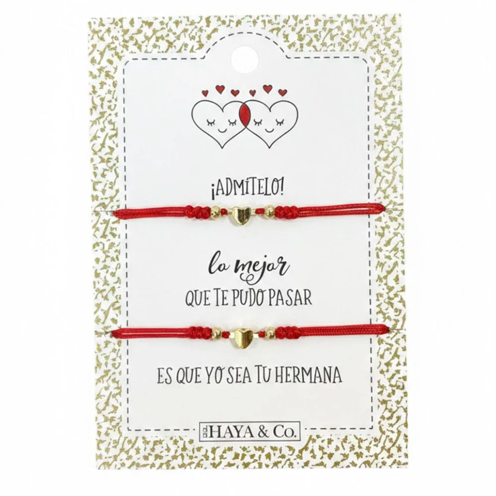 H&Co Duo De Pulseras Para Damas Con Dijes Corazón Gold Color Red - Image 2